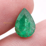 Natural Emerald Pear Shaped Faceted Gemstone 10X7mm Healing Loose Gemstone For Making Jewelry