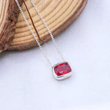 Natural Ruby Sterling Silver Necklace Minimal Bezel Set Ruby Pendant