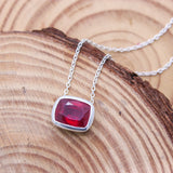 Natural Ruby Sterling Silver Necklace Minimal Bezel Set Ruby Pendant