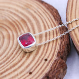 Natural Ruby Sterling Silver Necklace Minimal Bezel Set Ruby Pendant