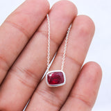 Natural Ruby Sterling Silver Necklace Minimal Bezel Set Ruby Pendant