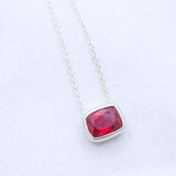 Natural Ruby Sterling Silver Necklace Minimal Bezel Set Ruby Pendant