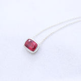 Natural Ruby Sterling Silver Necklace Minimal Bezel Set Ruby Pendant