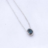 Natural London Blue Topaz Oval Bezel Necklace 925 Sterling Silver Minimal Gemstone Pendant