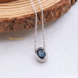 Natural London Blue Topaz Gemstone 925 Silver Necklace