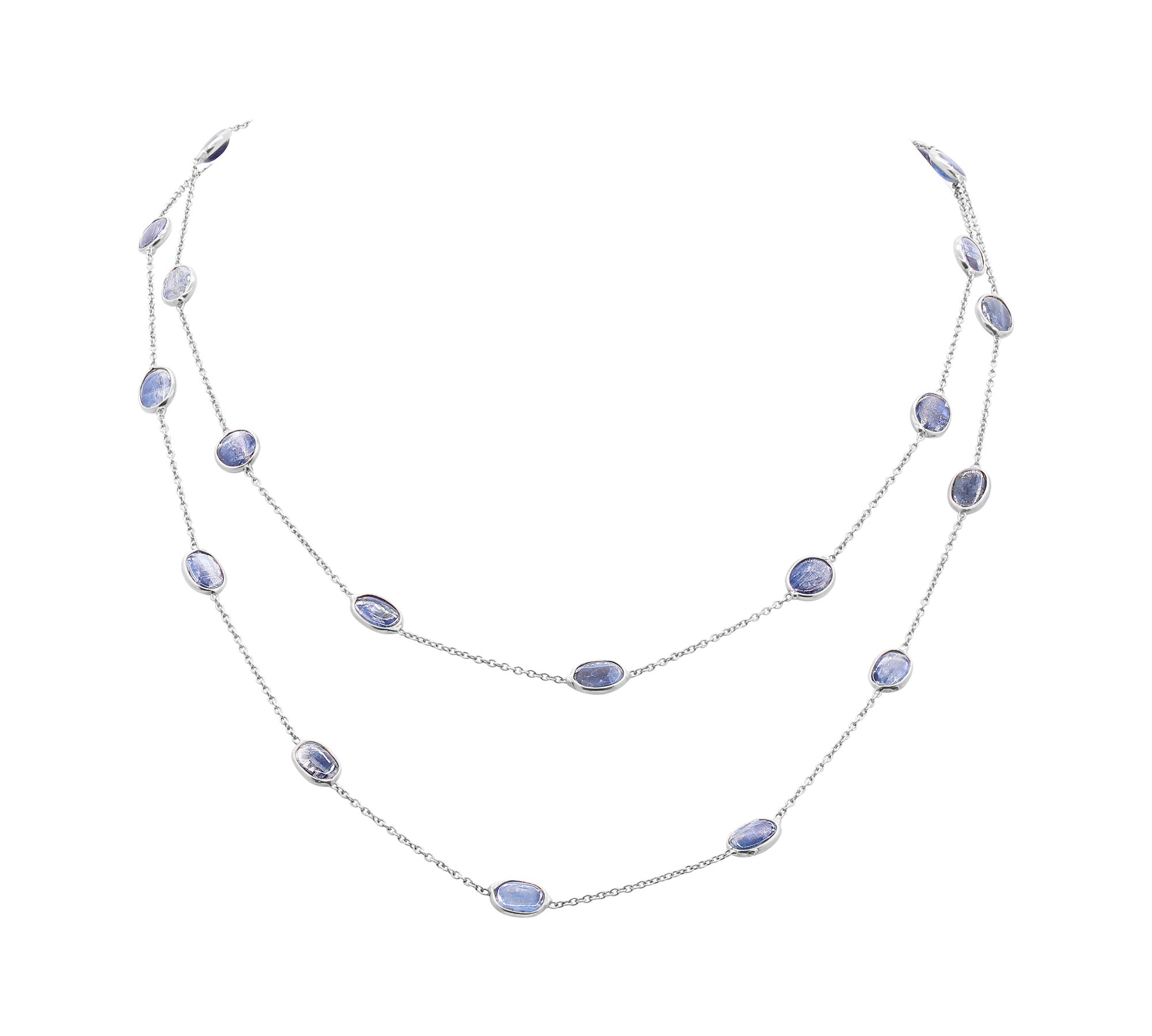 925 Sterling Silver Gold Plated Natural Kyanite Gemstone Necklace