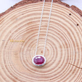 Natural Ruby Gemstone 925 Silver Necklace