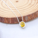 Natural Yellow Sapphire Oval Necklace in 925 Sterling Silver Minimal Bezel Gemstone Pendant