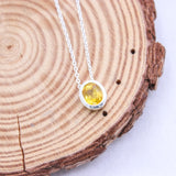 Natural Yellow Sapphire Oval Necklace in 925 Sterling Silver Minimal Bezel Gemstone Pendant