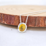 Natural Yellow Sapphire Oval Necklace in 925 Sterling Silver Minimal Bezel Gemstone Pendant