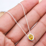 Natural Yellow Sapphire Oval Necklace in 925 Sterling Silver Minimal Bezel Gemstone Pendant