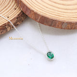 Natural Emerald Gemstone 925 Silver Necklace