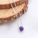 Natural Amethyst Solitaire Necklace 925 Sterling Silver Purple Gemstone Pendant