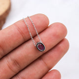 Natural Amethyst Oval Bezel Necklace in Sterling Silver Minimal Purple Gemstone Pendant