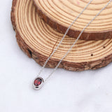 Natural Garnet Oval Necklace in Sterling Silver January Birthstone Minimal Pendant