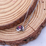 Natural Garnet Oval Necklace in Sterling Silver January Birthstone Minimal Pendant