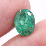 Natural Emerald Oval Faceted Cut Loose Gemstone 11X8mm Healing Gemstone For Making Jewelry