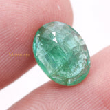 Natural Emerald Oval Faceted Cut Loose Gemstone 11X8mm Healing Gemstone For Making Jewelry