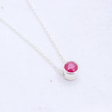 Natural Ruby Bezel Necklace 925 Sterling Silver Ruby Pendant Handmade Minimal Gemstone Jewelry