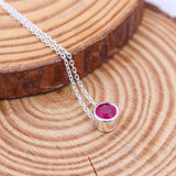 Natural Ruby Bezel Necklace 925 Sterling Silver Ruby Pendant Handmade Minimal Gemstone Jewelry