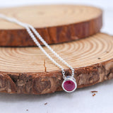 Natural Ruby Bezel Necklace 925 Sterling Silver Ruby Pendant Handmade Minimal Gemstone Jewelry