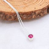 Natural Ruby Bezel Necklace 925 Sterling Silver Ruby Pendant Handmade Minimal Gemstone Jewelry