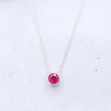 Natural Ruby Bezel Necklace 925 Sterling Silver Ruby Pendant Handmade Minimal Gemstone Jewelry