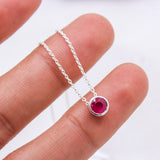 Natural Ruby Bezel Necklace 925 Sterling Silver Ruby Pendant Handmade Minimal Gemstone Jewelry