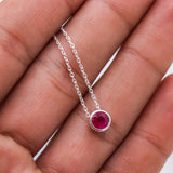 Natural Ruby Bezel Necklace 925 Sterling Silver Ruby Pendant Handmade Minimal Gemstone Jewelry