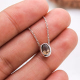 Natural Smoky Quartz Bezel Necklace Minimal Sterling Silver Gemstone Pendant
