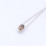 Natural Smoky Quartz Bezel Necklace Minimal Sterling Silver Gemstone Pendant