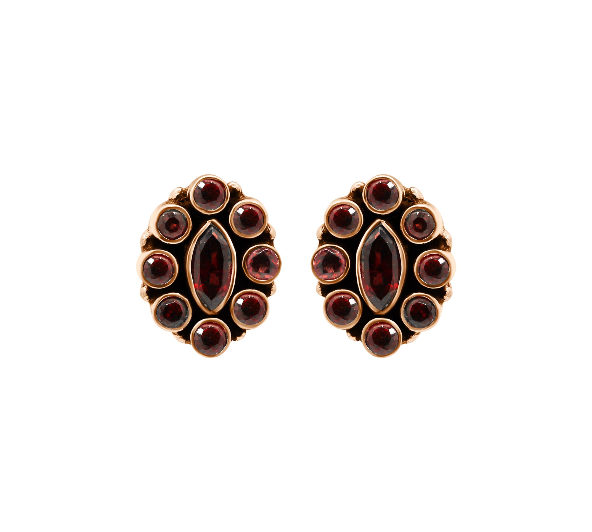 Natural Garnet 925 Silver Gold Plated Designer Earring