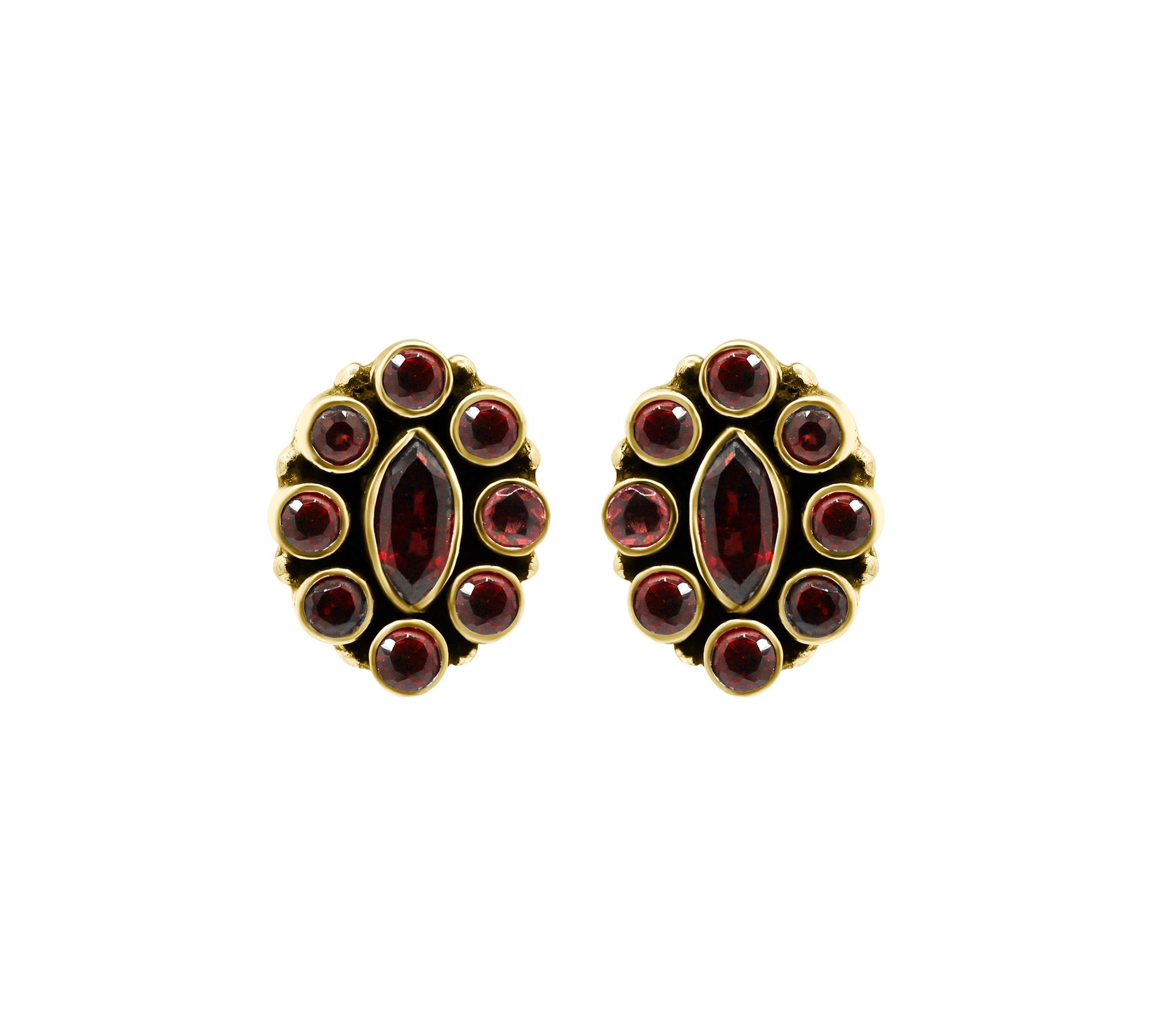 Natural Garnet 925 Silver Gold Plated Designer Earring