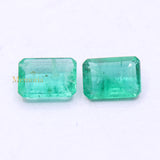 Natural Emerald Rectangle Shaped Faceted Pair Gemstone 7X5mm Healing Loose Gemstone For Making Jewelry