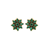 Natural Green Onyx Gemstone 925 Sterling Silver Gold Plated Designer Stud