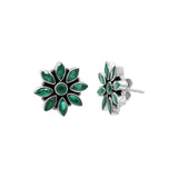 Natural Green Onyx Gemstone 925 Sterling Silver Gold Plated Designer Stud