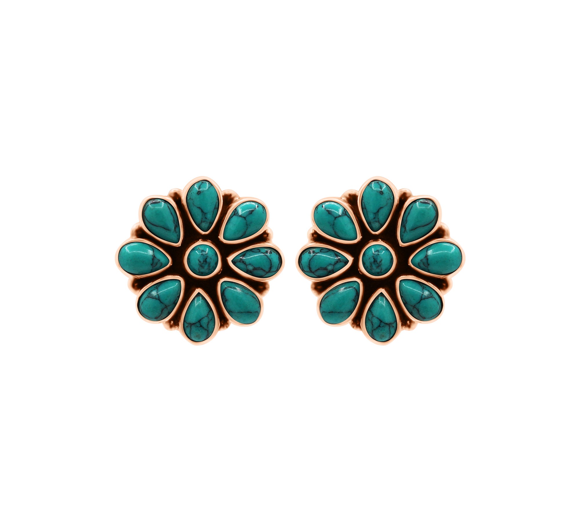 Natural Turquoise Gemstone 925 Sterling Silver Gold Plated Designer Stud