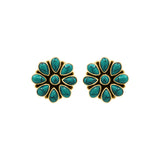 Natural Turquoise Gemstone 925 Sterling Silver Gold Plated Designer Stud