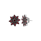 Floral Natural Ruby Gemstone 925 Sterling Silver Gold Plated Designer Stud