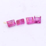 4 pcs Precious Ruby Square & Rectangle Shaped Faceted Gemstone Healing Loose Gemstone For Making Jewelry