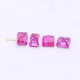 4 pcs Precious Ruby Square & Rectangle Shaped Faceted Gemstone Healing Loose Gemstone For Making Jewelry