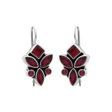 Lab Created Ruby Gemstone 925 Sterling Silver Gold Plated Earring