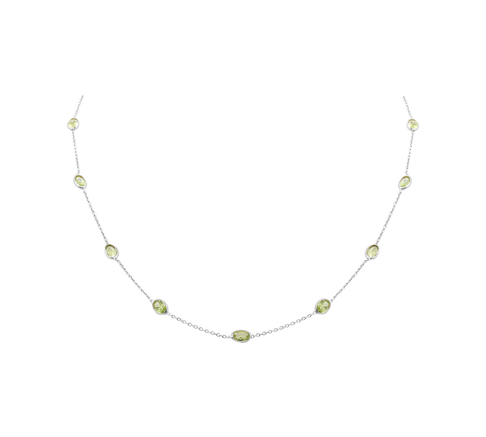 925 Sterling Silver Rose Gold Plated Natural Peridot Gemstone Necklace