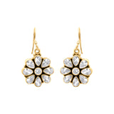 Floral Shape Natural White Topaz 925 Silver Gold Plated Designer Earring