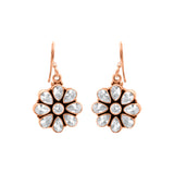 Floral Shape Natural White Topaz 925 Silver Gold Plated Designer Earring