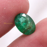 Natural Emerald Oval Faceted Cut Loose Gemstone 10X7mm Healing Gemstone For Making Jewelry