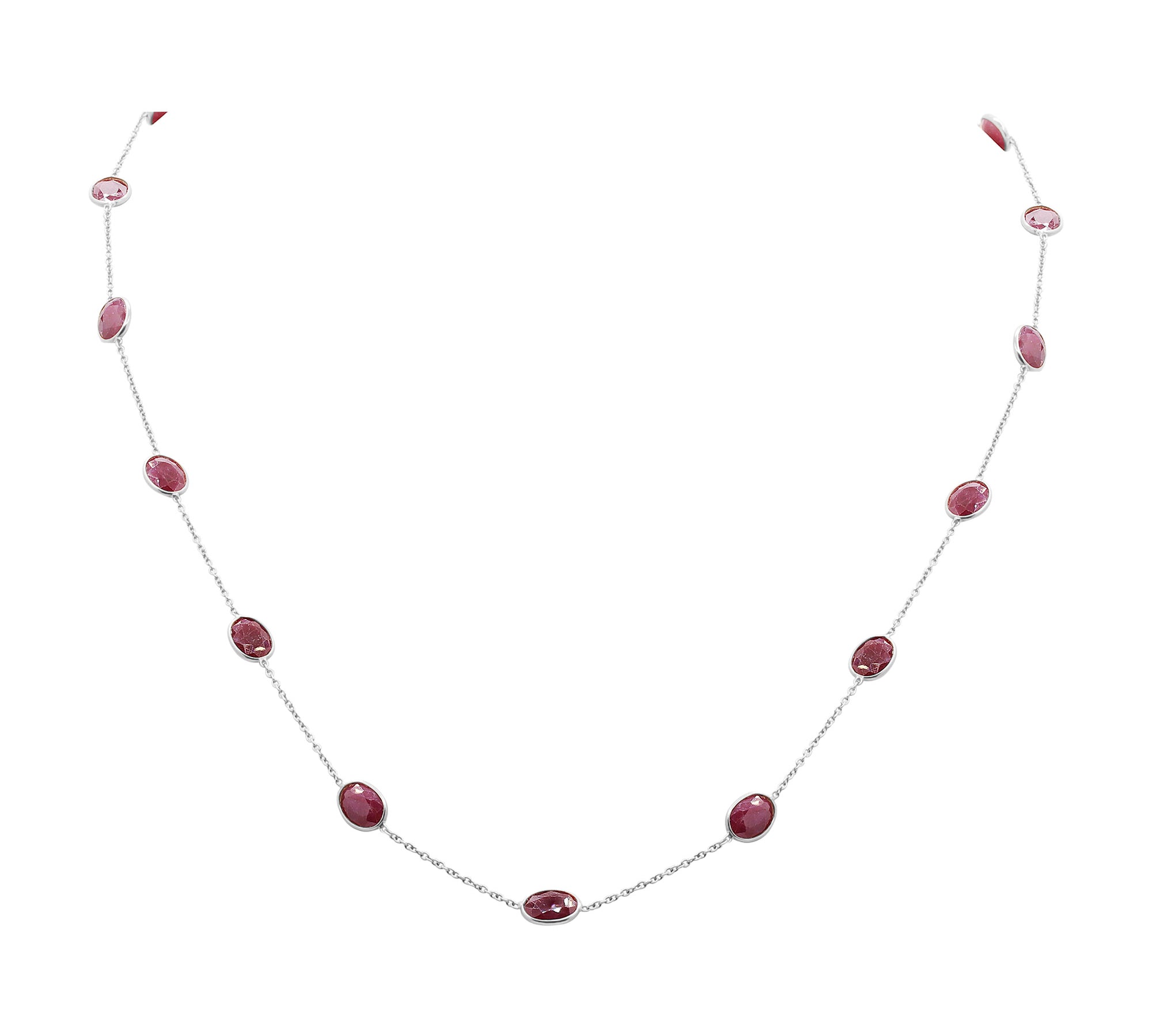 925 Sterling Silver Natural Ruby Gold Plated Gemstone Necklace