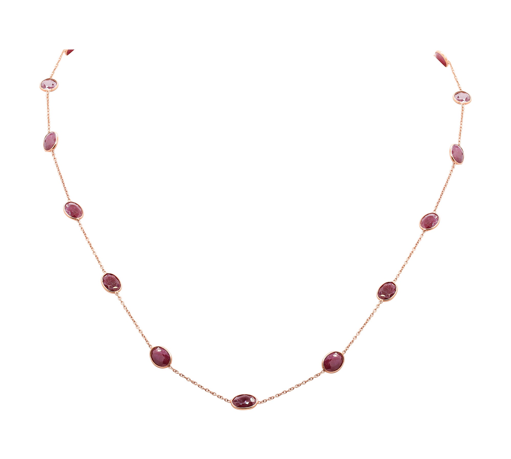 925 Sterling Silver Natural Ruby Gold Plated Gemstone Necklace