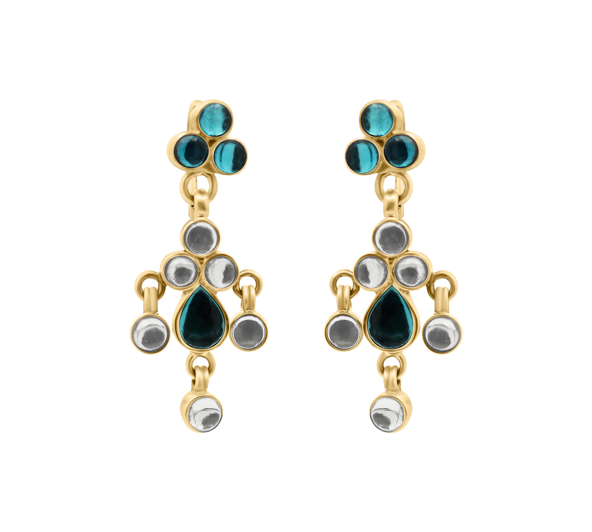 Natural Blue Gemstone 925 Silver Gold Plated Earring