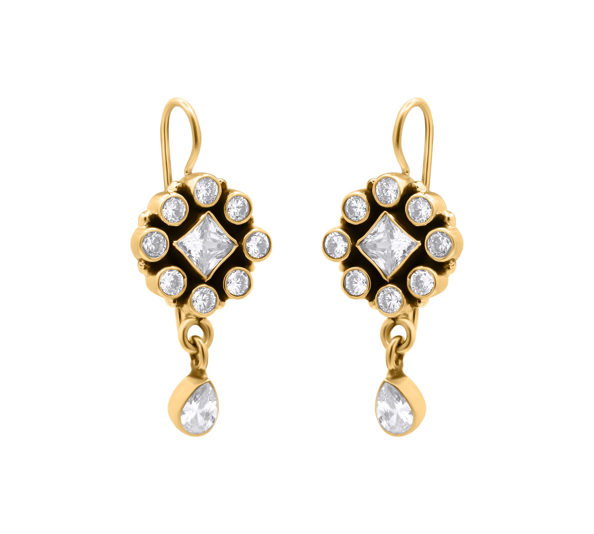 Natural White Topaz Designer 925 Silver Gold Plated Earring